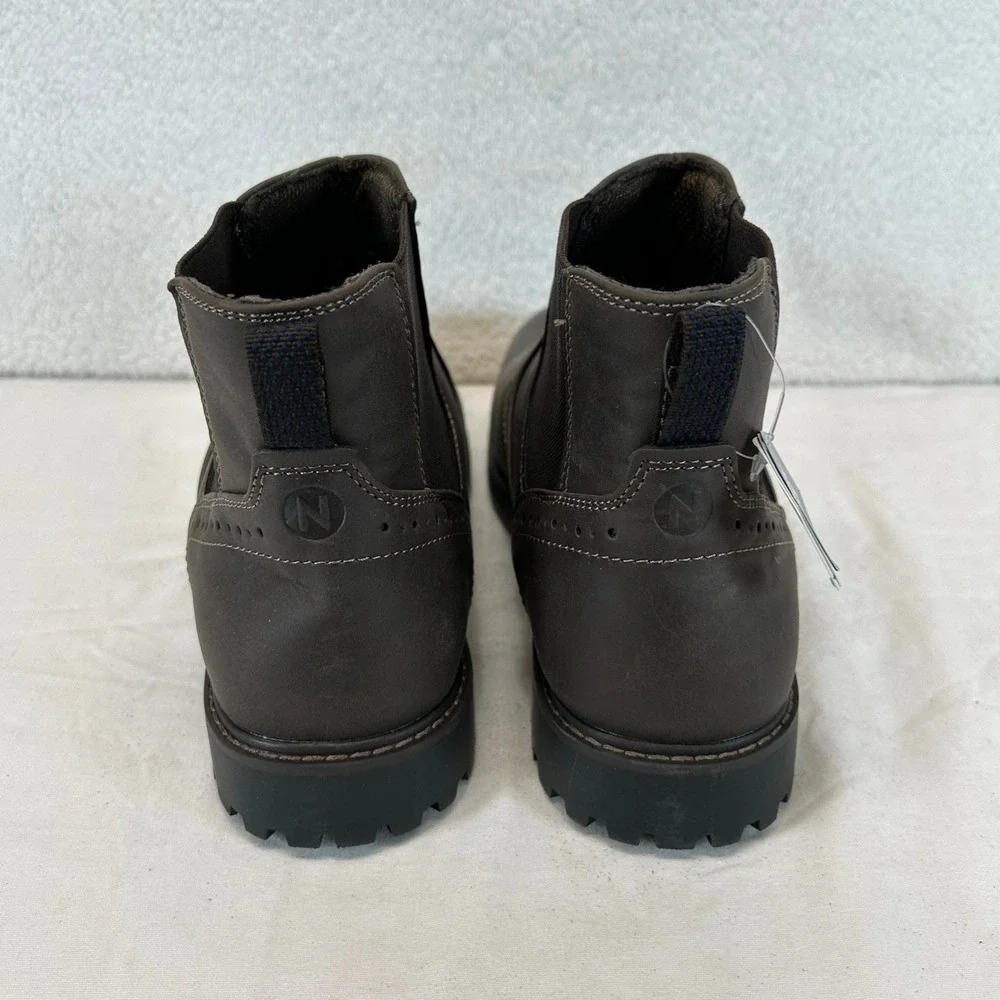 Nunn Bush Mens Dark Brown Leather‎ Chelsea Brogue Lug Sole Boots 11.5 NEW